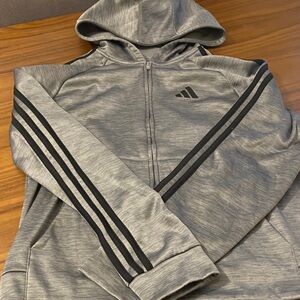Adidas Heather Gray Hoodie with Black Accents